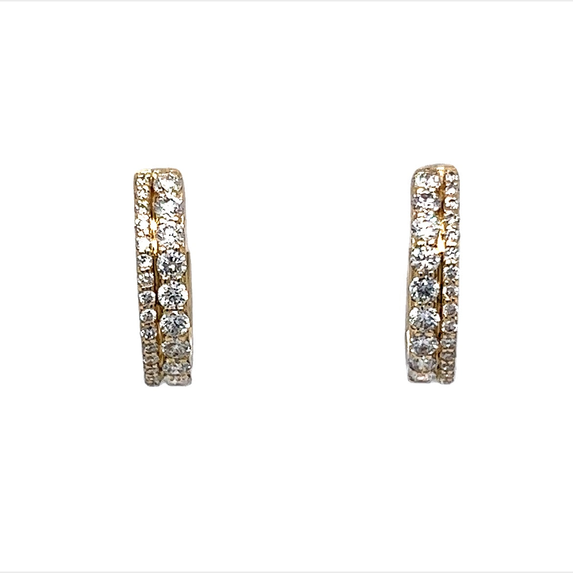 Stacked Diamond Everyday Hoop Earrings in 14k Yellow Gold