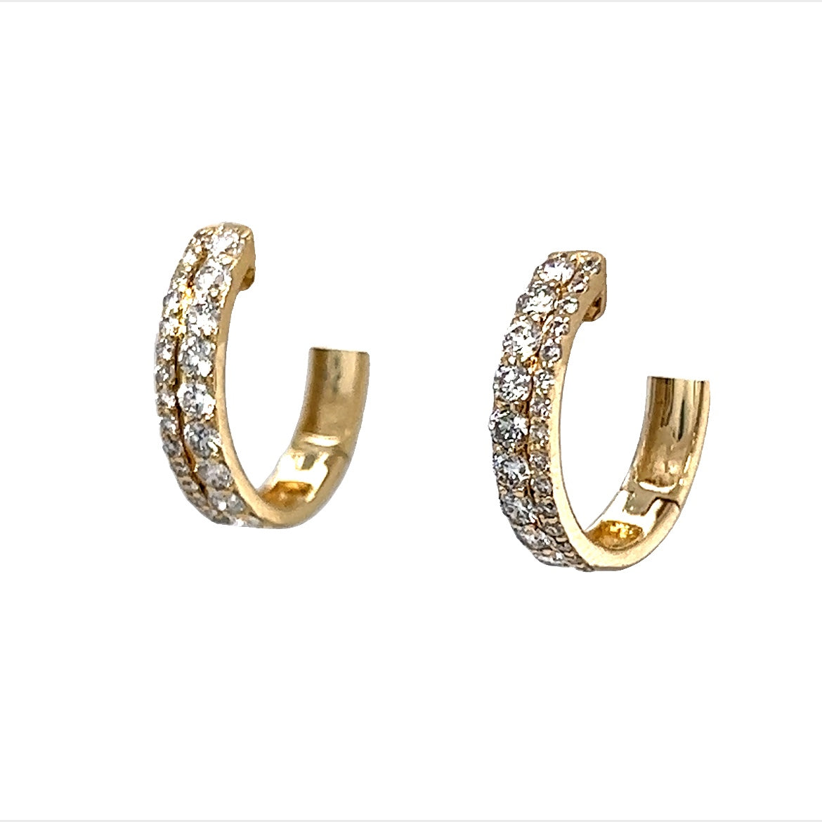 Stacked Diamond Everyday Hoop Earrings in 14k Yellow Gold