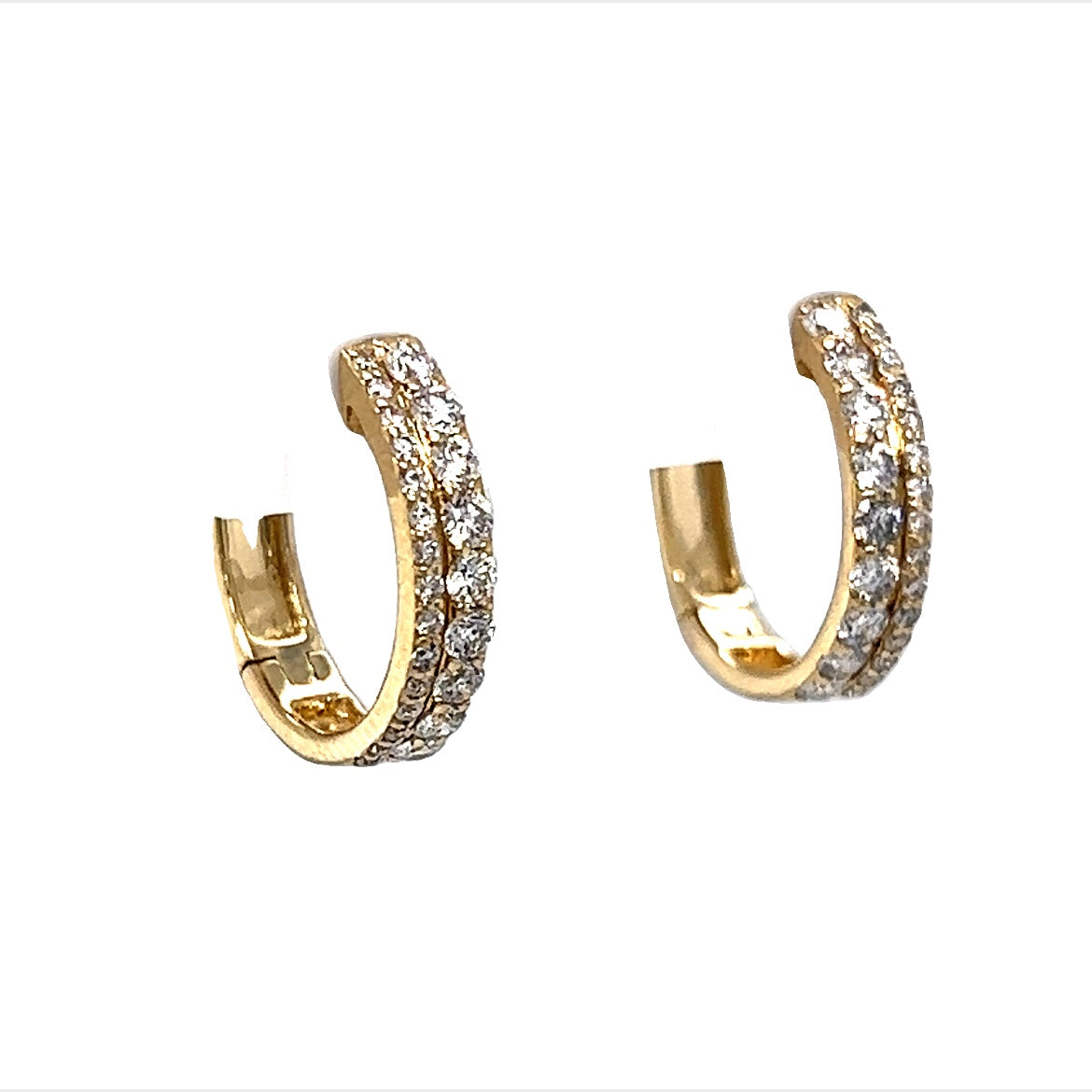 Stacked Diamond Everyday Hoop Earrings in 14k Yellow Gold