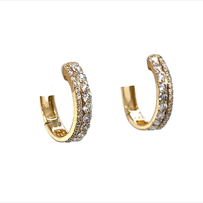 Stacked Diamond Everyday Hoop Earrings in 14k Yellow Gold