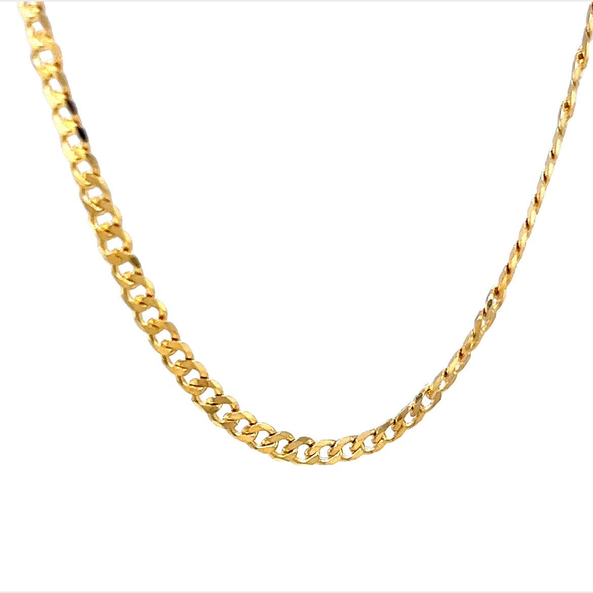20 Inch Flat Curb Link Chain Necklace in 14k Yellow Gold