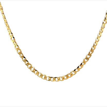 20 Inch Flat Curb Link Chain Necklace in 14k Yellow Gold