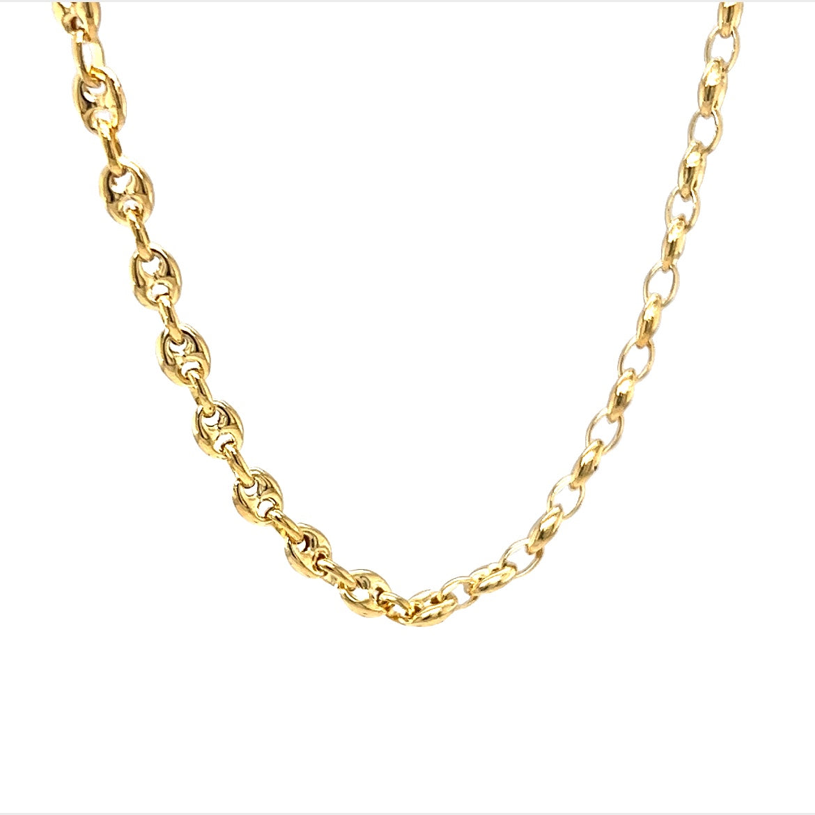 22 Inch Puffy Mariner Chain Necklace in 14k Yellow Gold