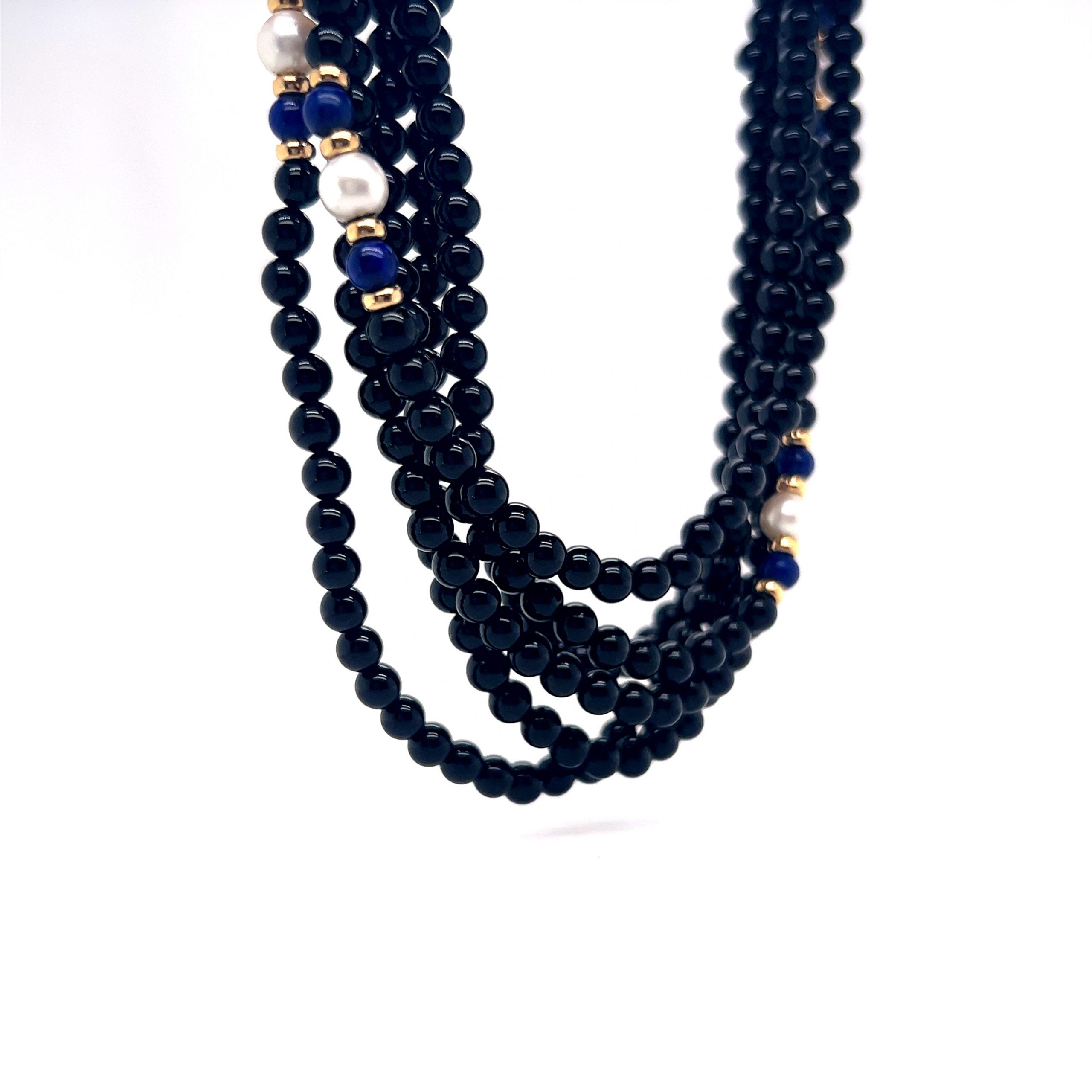 Buy Ratnavali Jewels Five Layer Multi-Colour Onyx Stone Beads Necklace with  Back Chain for Women Girls Online at Best Prices in India - JioMart.