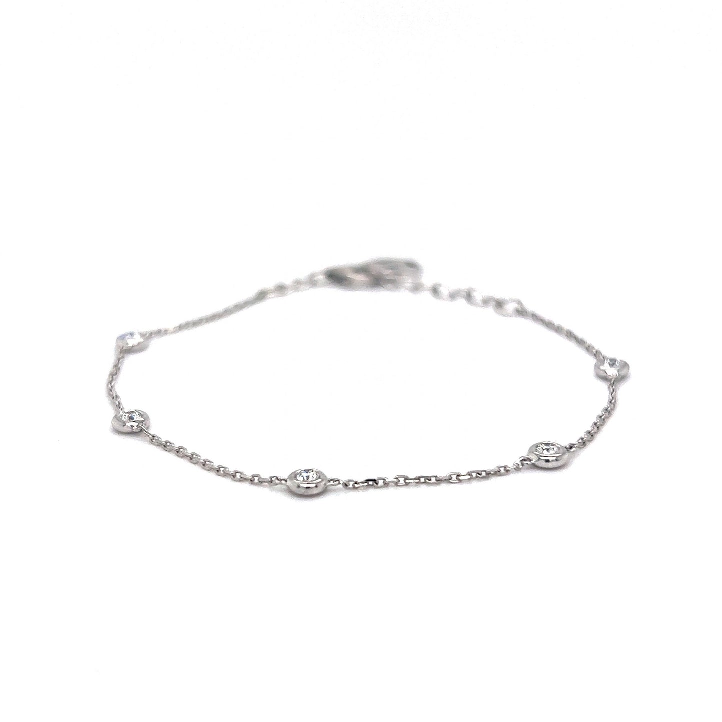 .28 Everyday Bezel Set Diamond Chain Bracelet in 14k White Gold