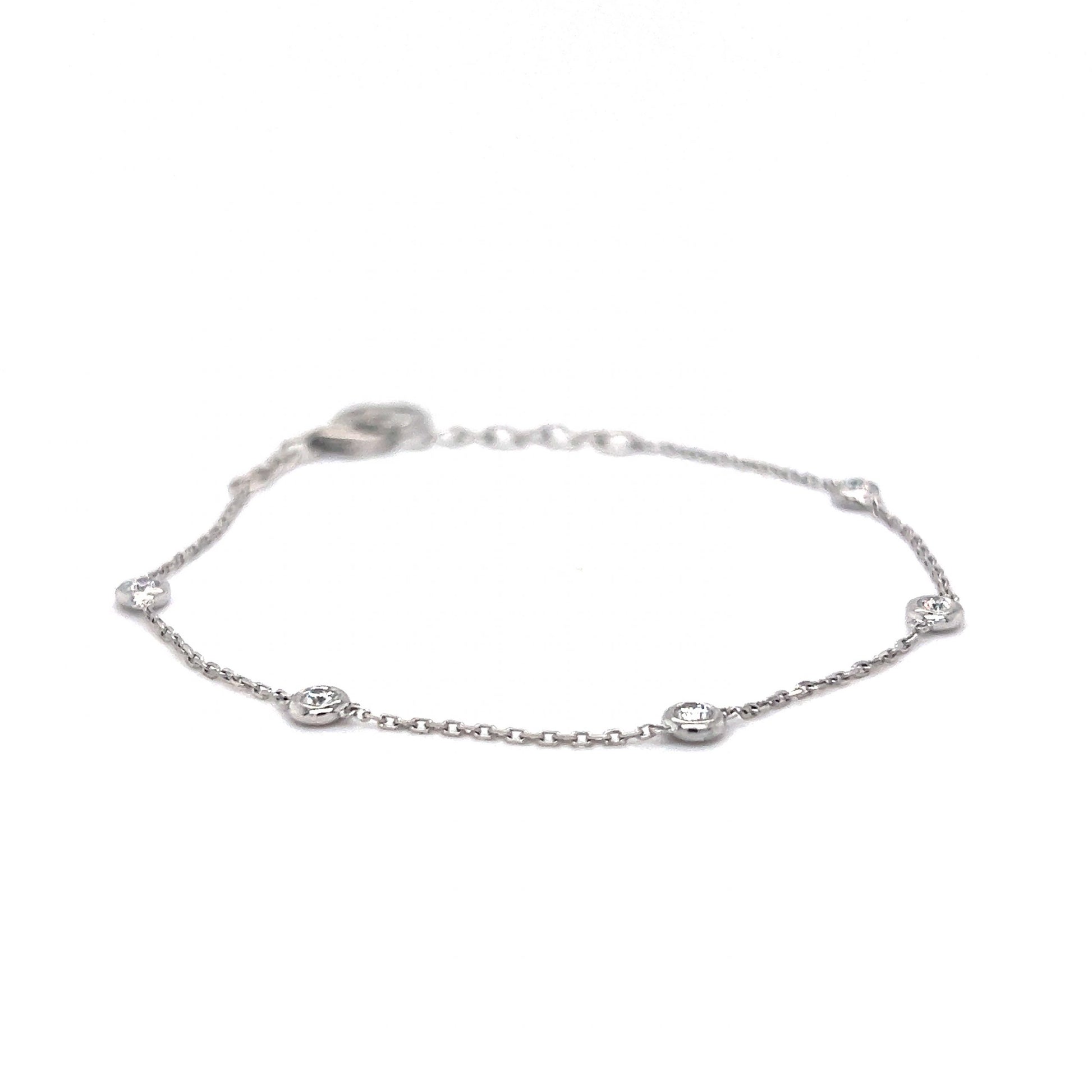 .28 Everyday Bezel Set Diamond Chain Bracelet in 14k White Gold