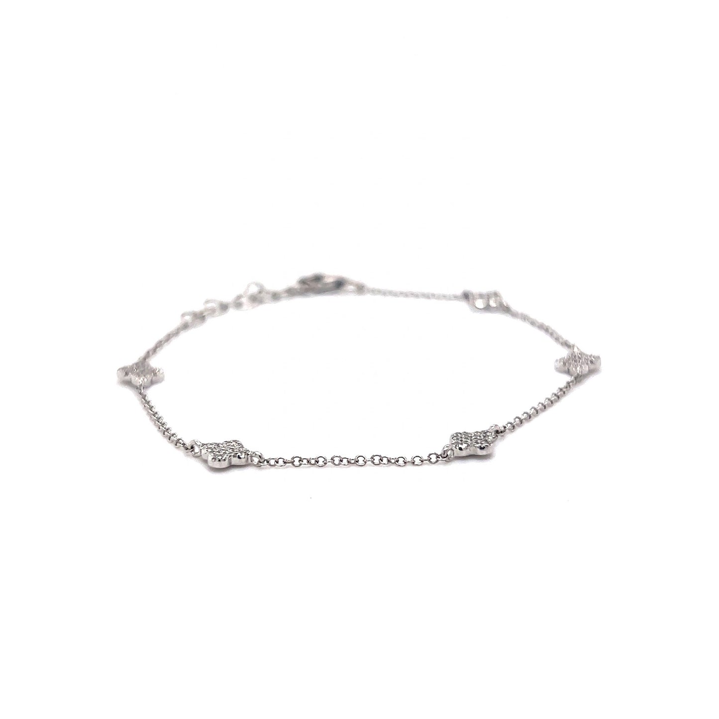 Pave Diamond Station Chain Bracelet in 14k White Gold