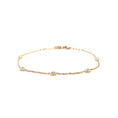 .20 Bezel Set Diamond Chain Bracelet in 14k Yellow Gold