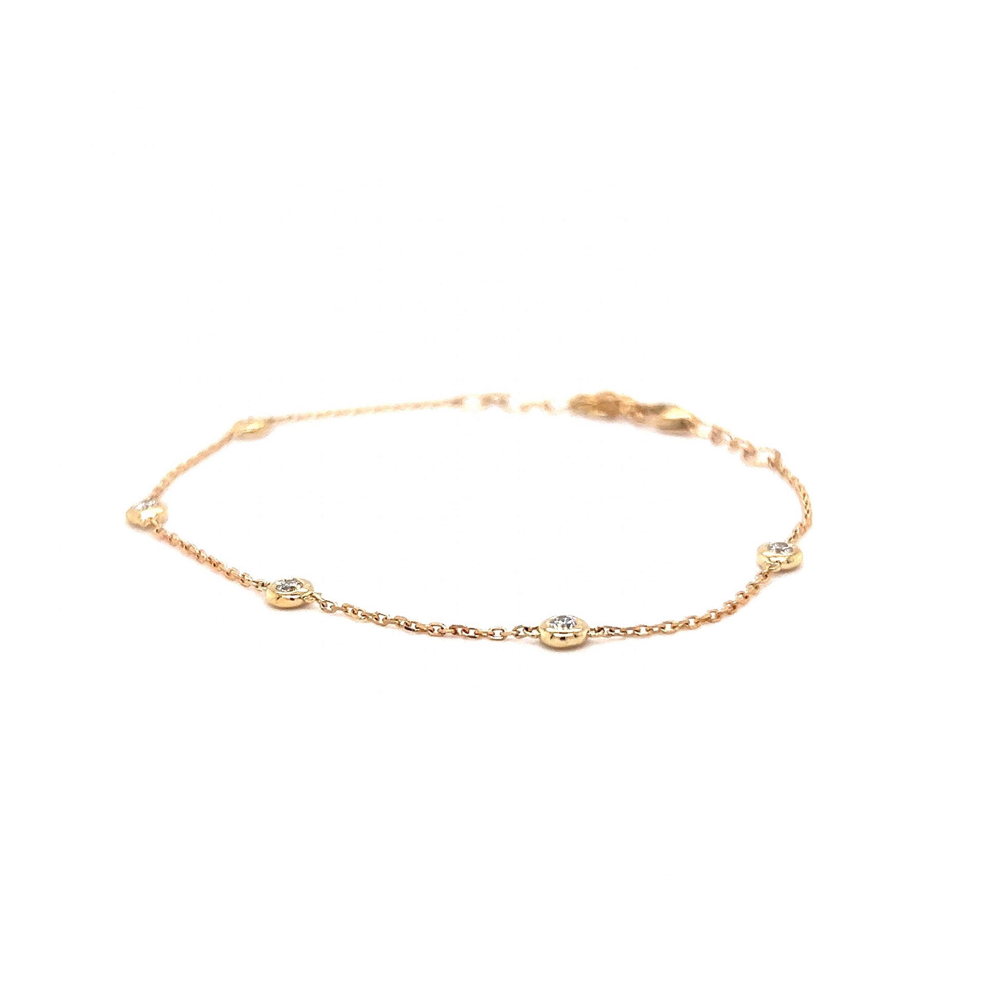 .20 Bezel Set Diamond Chain Bracelet in 14k Yellow Gold