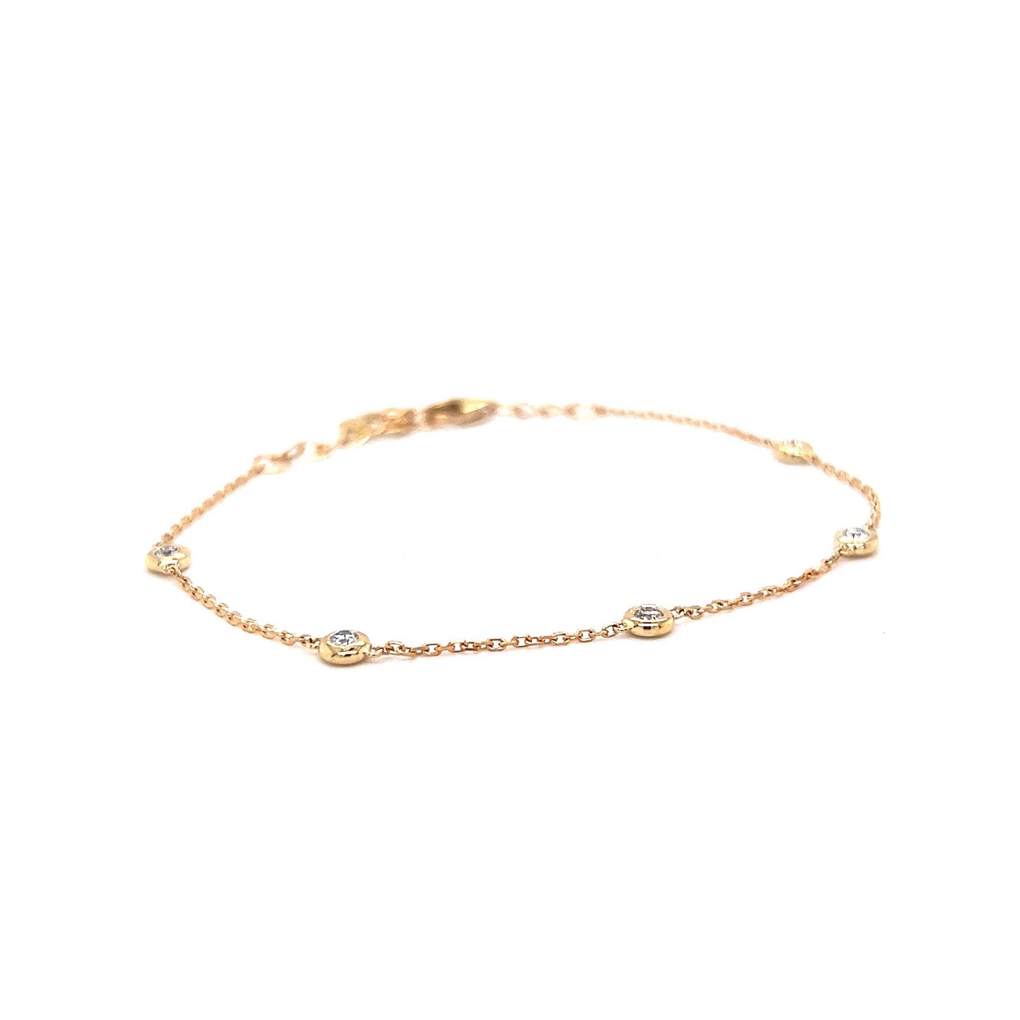 .20 Bezel Set Diamond Chain Bracelet in 14k Yellow Gold