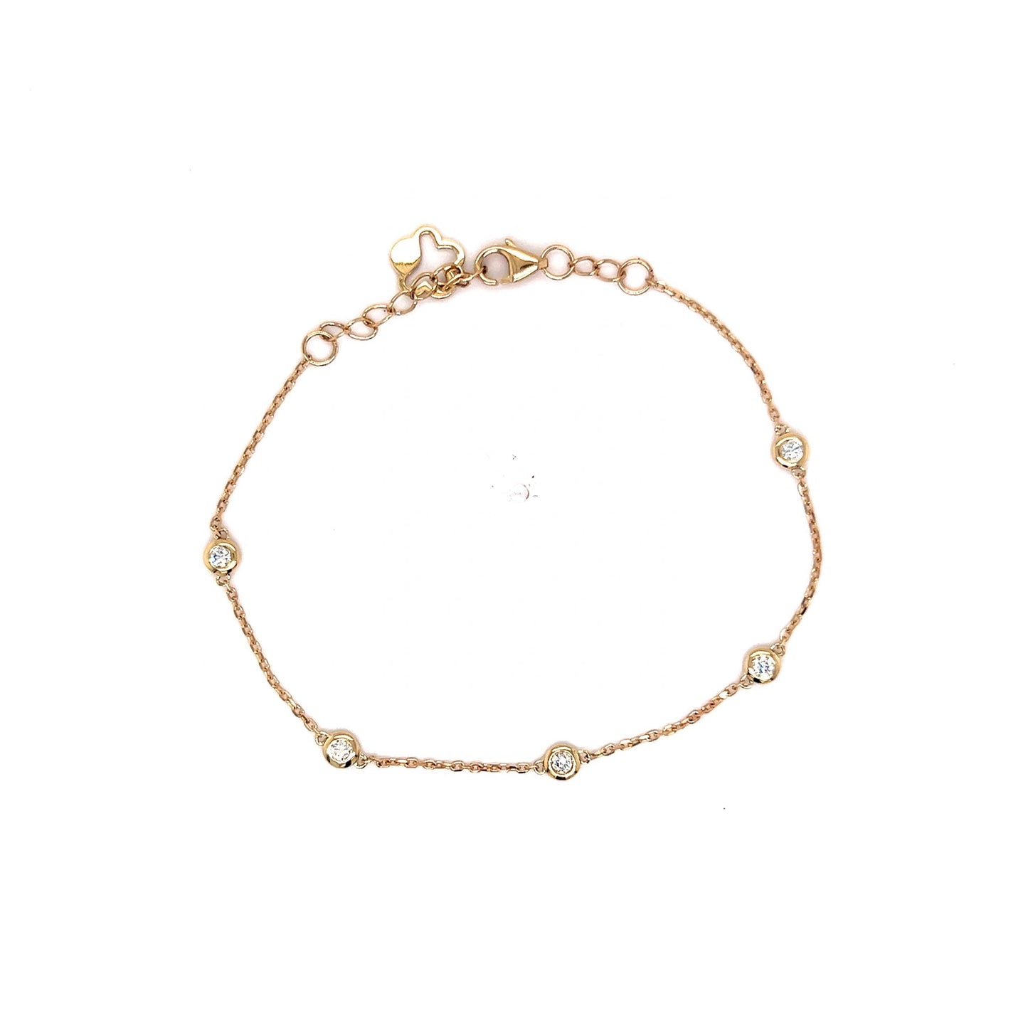 .20 Bezel Set Diamond Chain Bracelet in 14k Yellow Gold