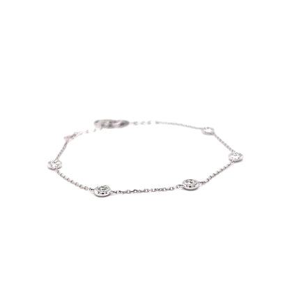 .20 Everyday Bezel Set Diamond Chain Bracelet in 14k White Gold