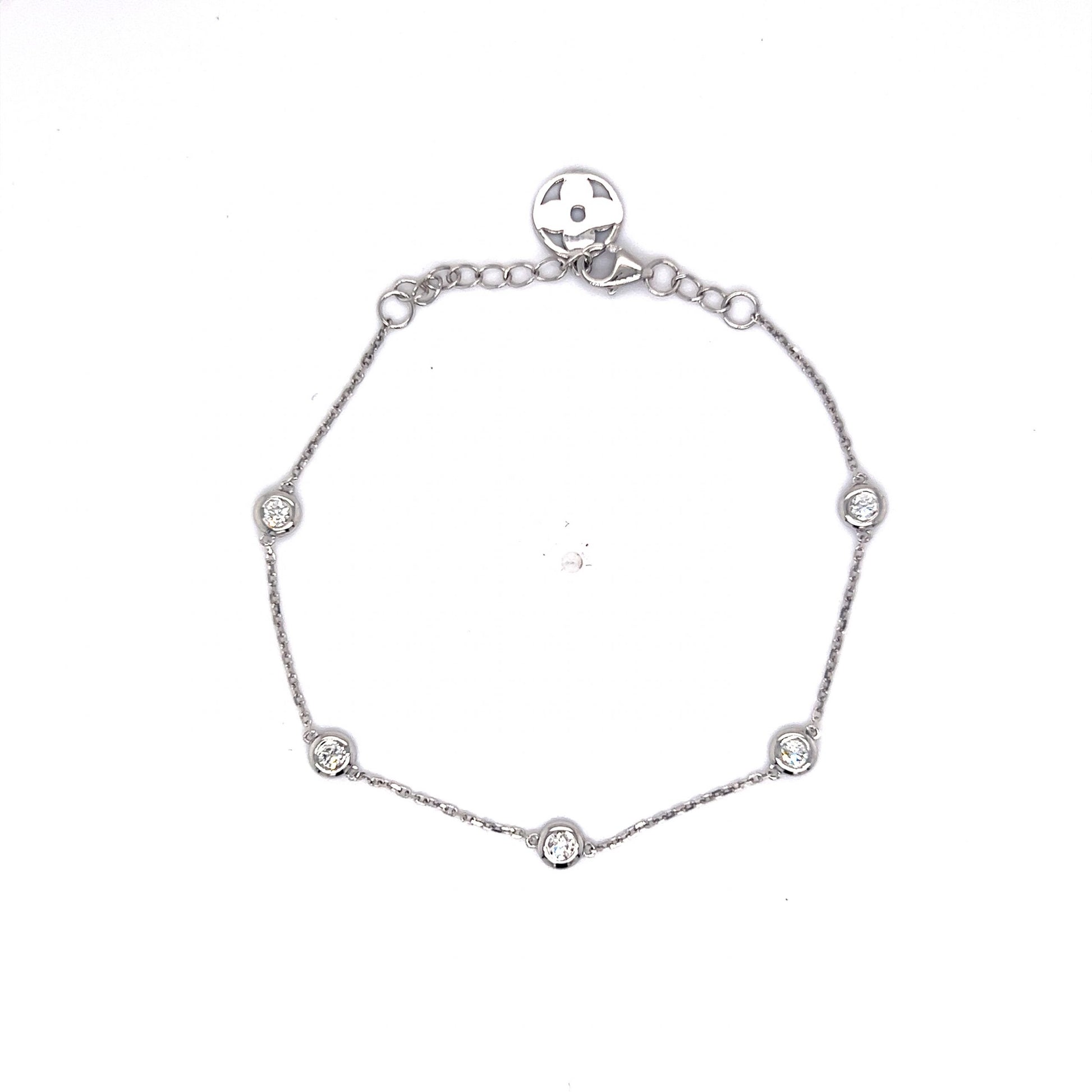 .20 Everyday Bezel Set Diamond Chain Bracelet in 14k White Gold