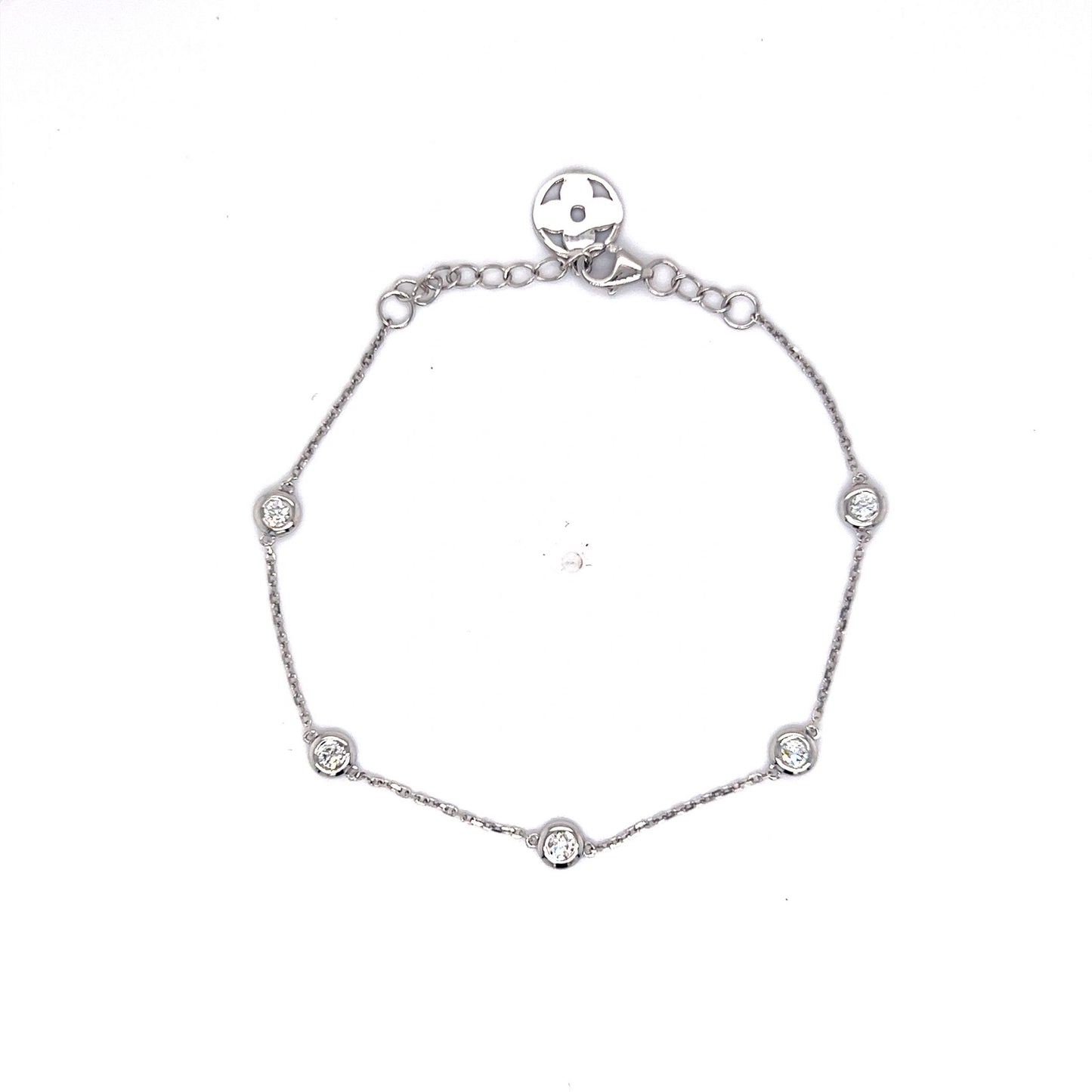 .20 Everyday Bezel Set Diamond Chain Bracelet in 14k White Gold