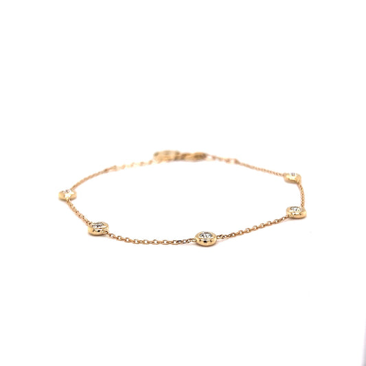 .28 Classic Bezel Set Diamond Chain Bracelet in 14k Yellow Gold