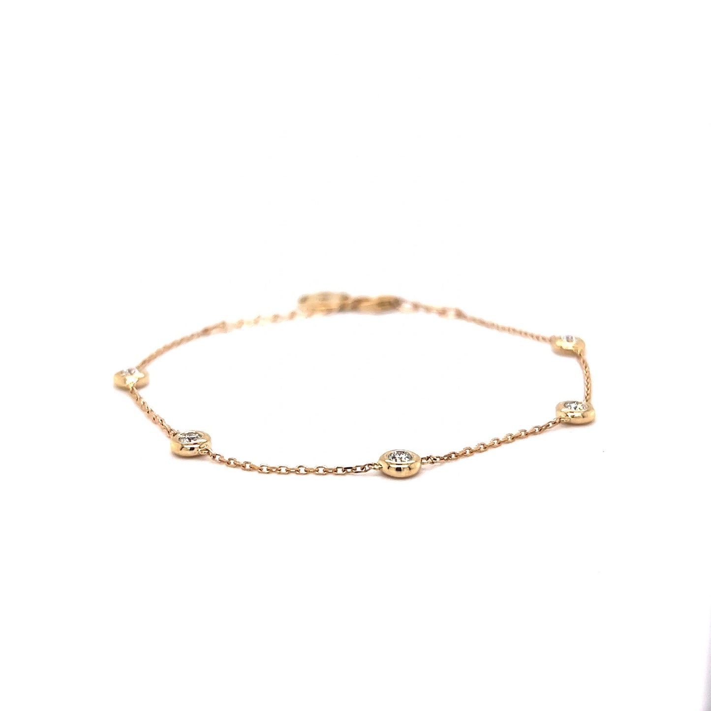 .30 Classic Bezel Set Diamond Chain Bracelet in 14k Yellow Gold