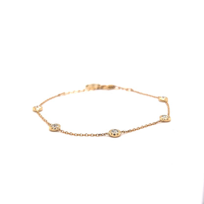 .28 Classic Bezel Set Diamond Chain Bracelet in 14k Yellow Gold