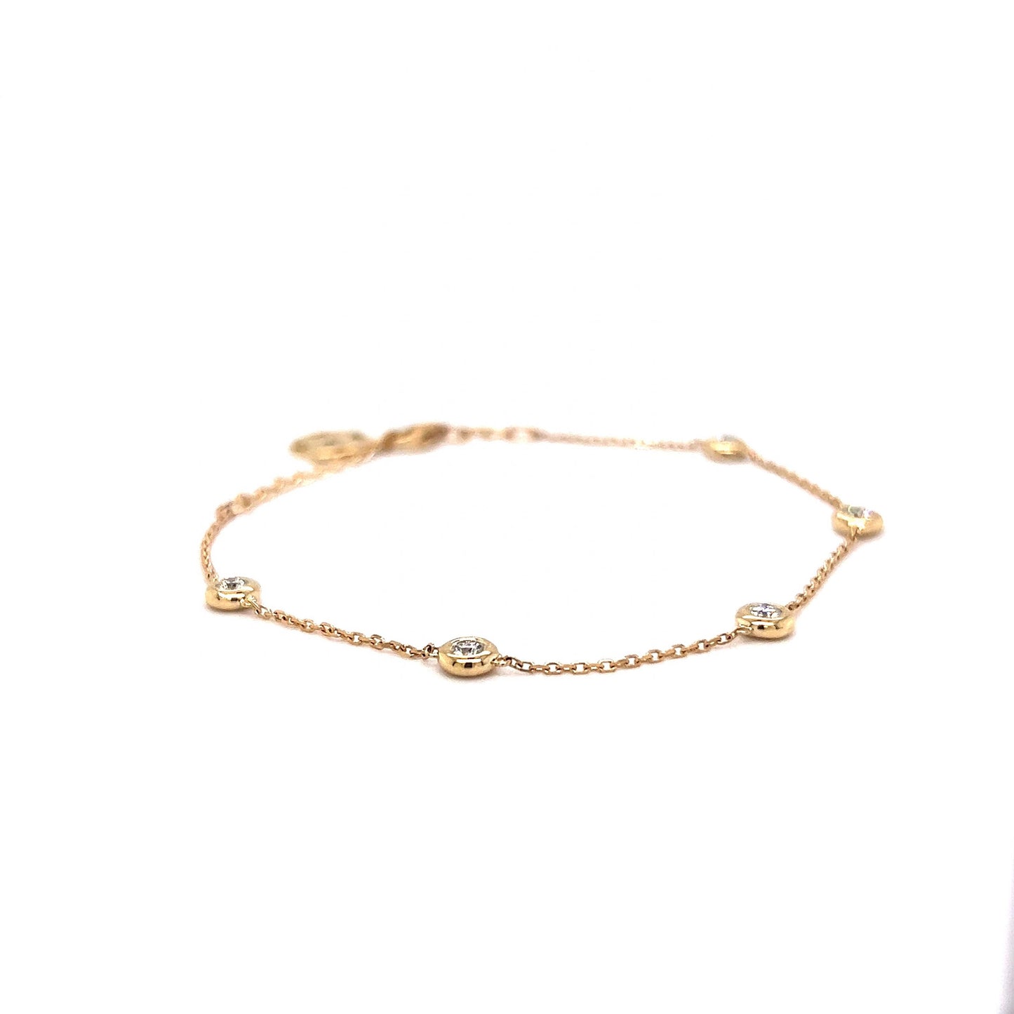 .30 Classic Bezel Set Diamond Chain Bracelet in 14k Yellow Gold