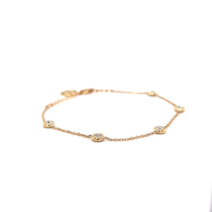 .28 Classic Bezel Set Diamond Chain Bracelet in 14k Yellow Gold