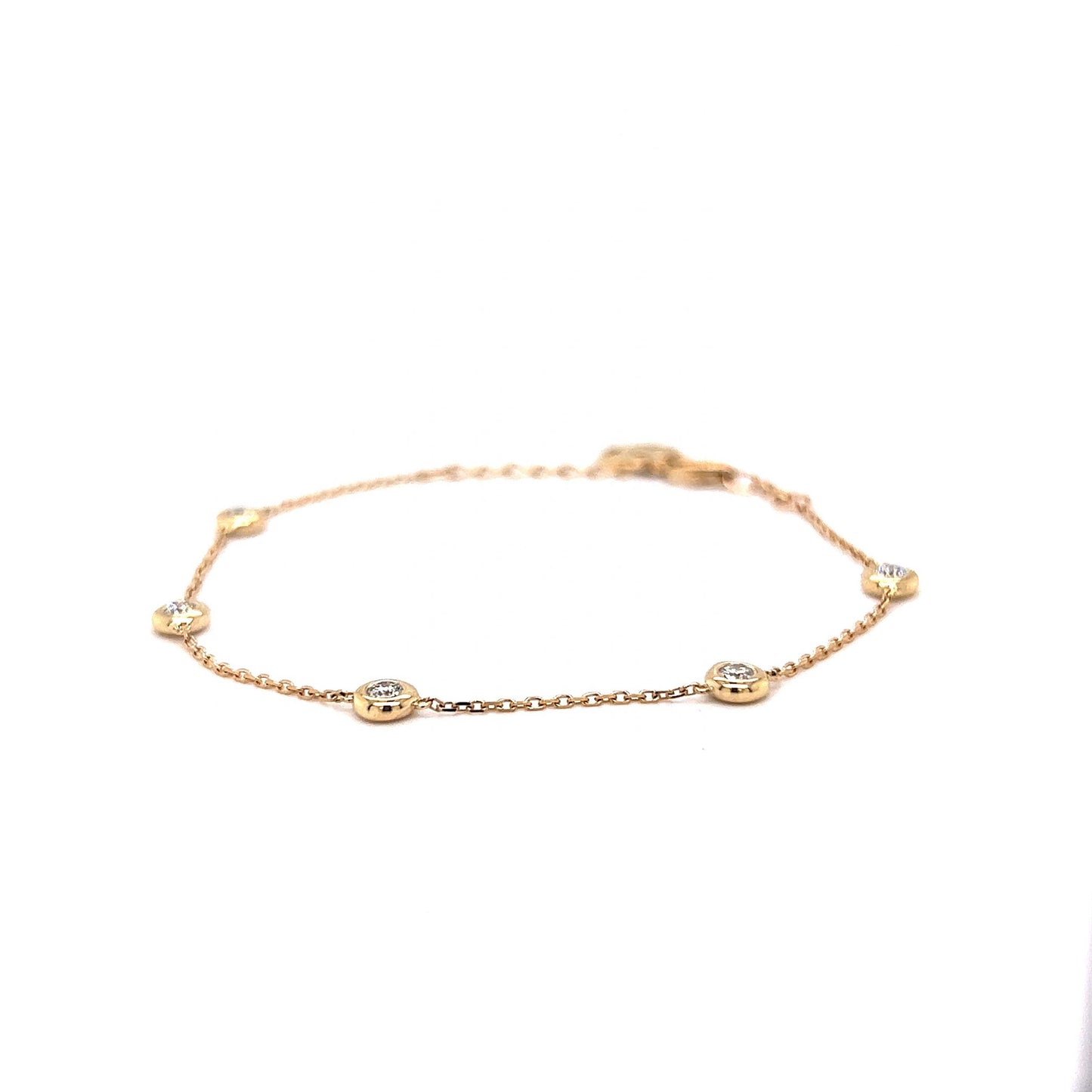 .30 Classic Bezel Set Diamond Chain Bracelet in 14k Yellow Gold