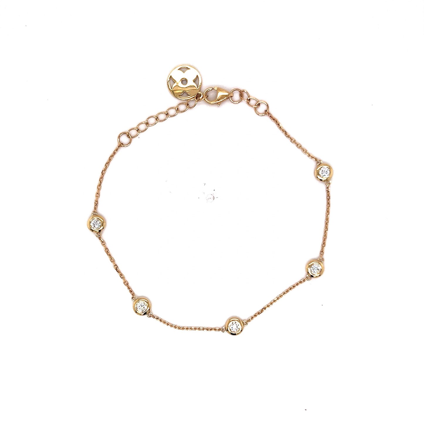 .30 Classic Bezel Set Diamond Chain Bracelet in 14k Yellow Gold