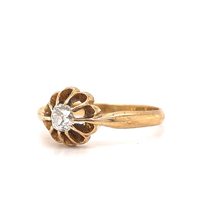 Victorian Flower Diamond Engagement Ring in 18k Yellow Gold