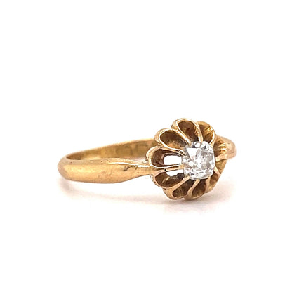 Victorian Flower Diamond Engagement Ring in 18k Yellow Gold