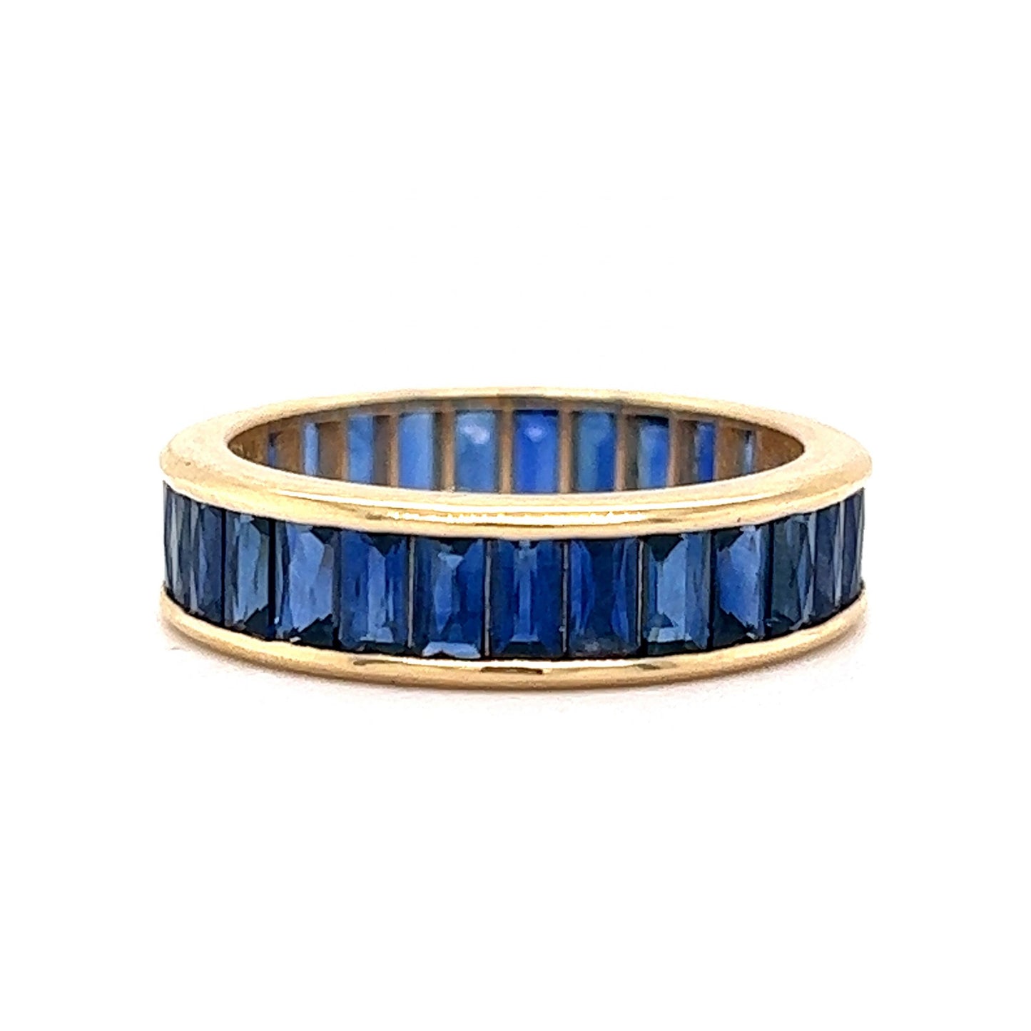 French Cut Sapphire Eternity Band in 18k Yellow Gold