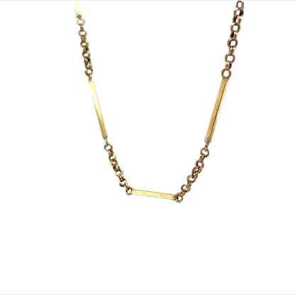 16 Inch Mid-Century Bar Chain Necklace in 14k Yellow Gold