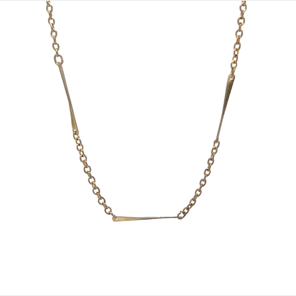 20 Inch Mid-Century Bar Chain Necklace in 14k Yellow Gold