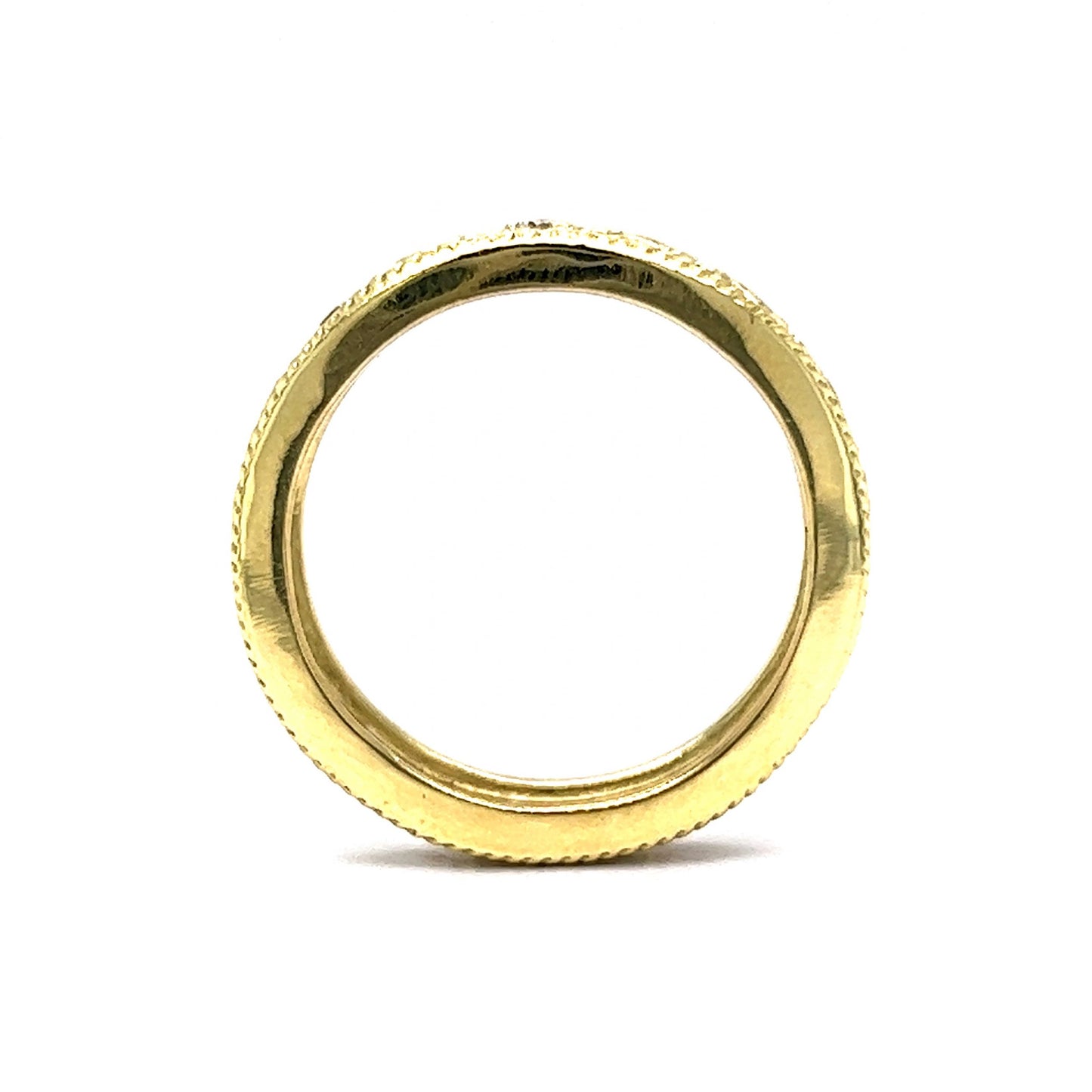 Textured Bezel Set Diamond Eternity Stacking Ring in 18k Gold