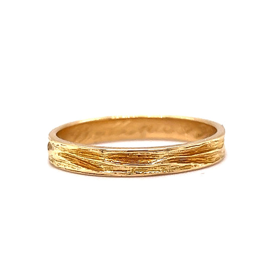 Men's 1980's Textured Wedding Band in 18k Yellow Gold