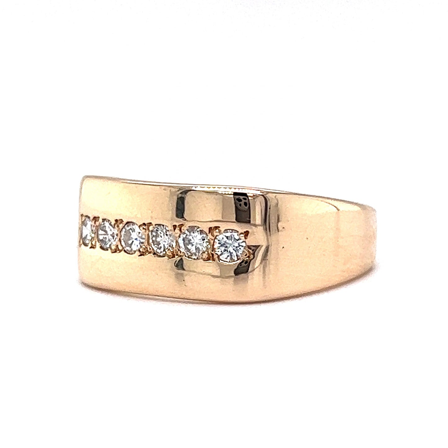 Flush Set Diamond Line Stacking Ring in 14k Yellow Gold