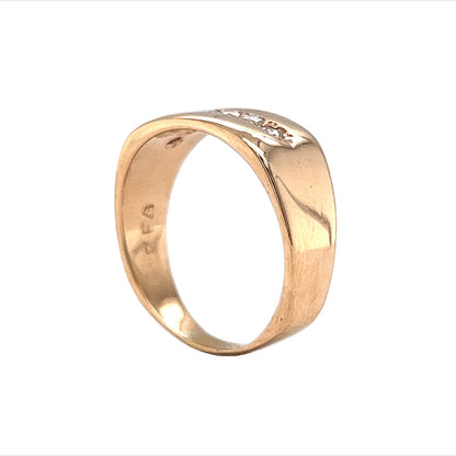 Flush Set Diamond Line Stacking Ring in 14k Yellow Gold