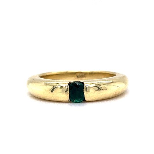 Flush Set Emerald Stacking Ring in 18k Yellow Gold