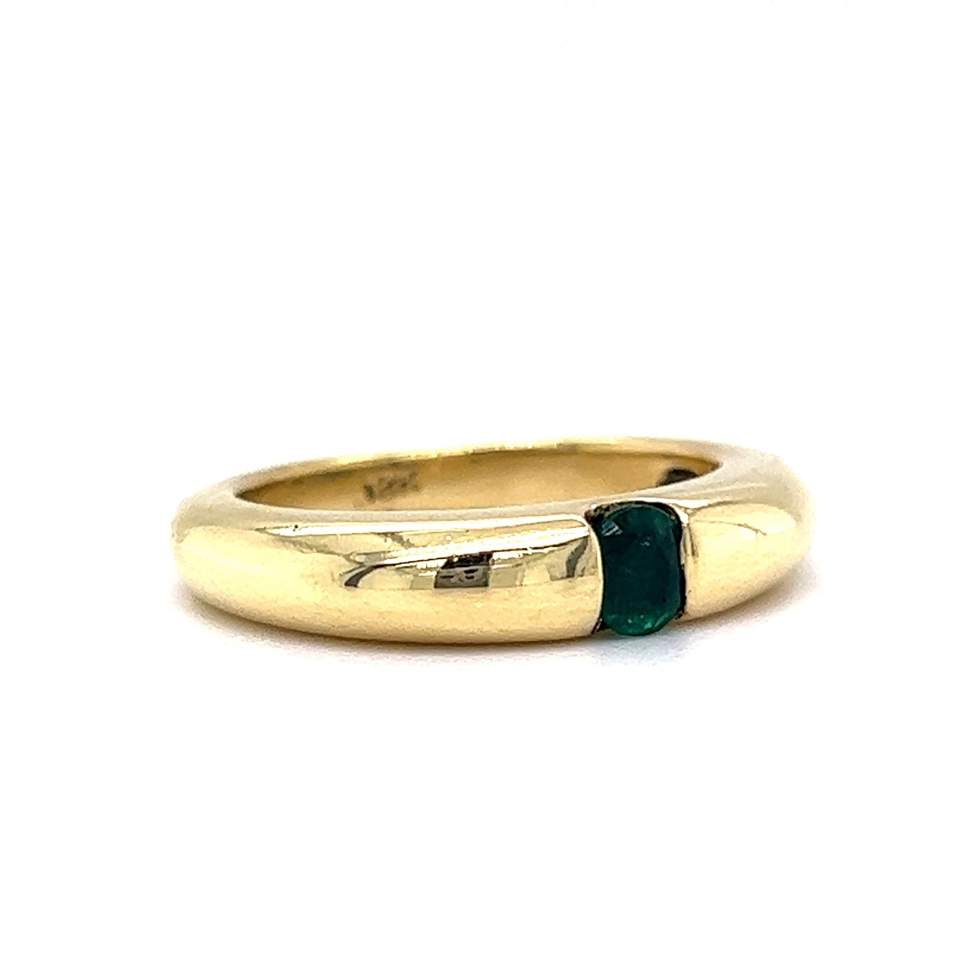 Flush Set Emerald Stacking Ring in 18k Yellow Gold