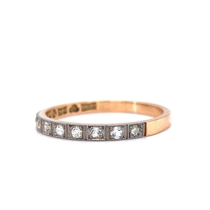 1940's Engraved Two-Toned Diamond Wedding Band in 18k Gold