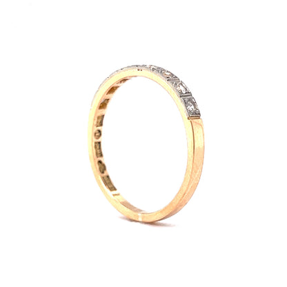 1940's Engraved Two-Toned Diamond Wedding Band in 18k Gold