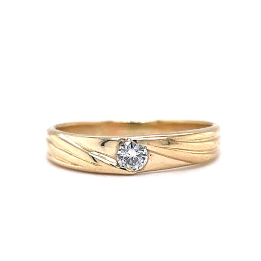 Vintage Men's Single Diamond Wedding Band in 14k Yellow Gold