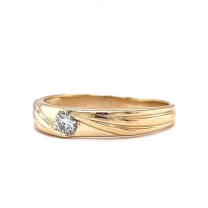 Vintage Men's Single Diamond Wedding Band in 14k Yellow Gold