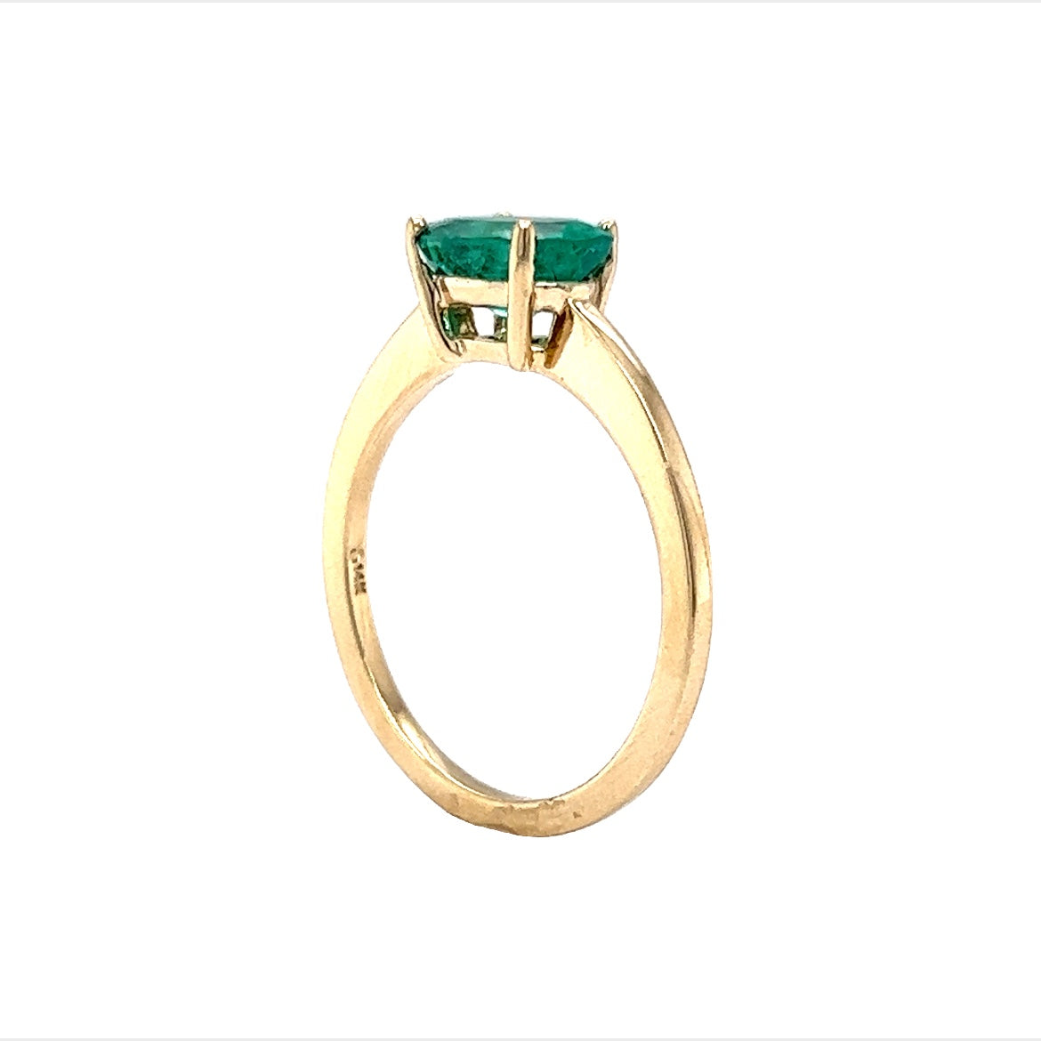 Solitaire Oval Cut Emerald Ring in 14k Yellow Gold