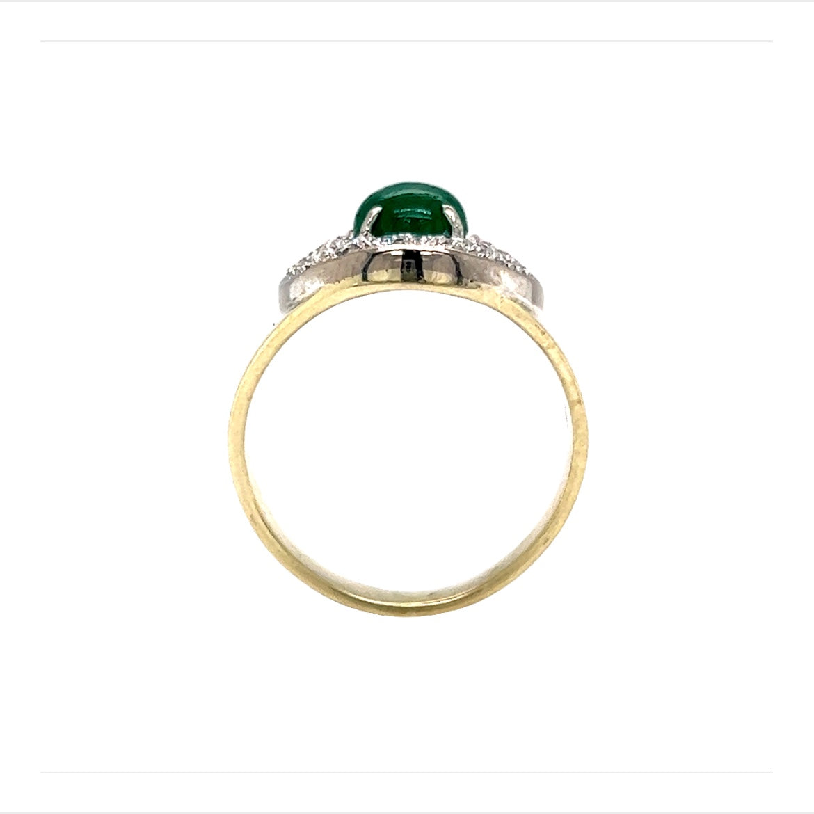 Mid-Century Emerald & Diamond Ring in 14k Gold