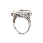 Art Deco Filigree Camphor Cocktail Ring in 14k White Gold