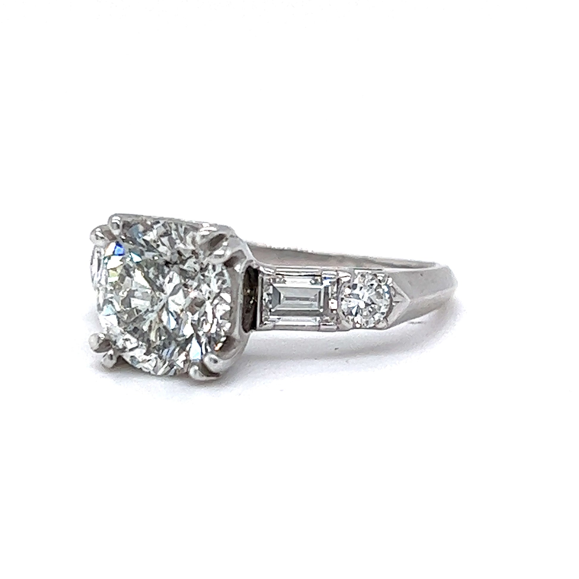 Art Deco 2.26 Carat Diamond Engagement Ring in Platinum