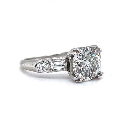 Art Deco 2.26 Carat Diamond Engagement Ring in Platinum