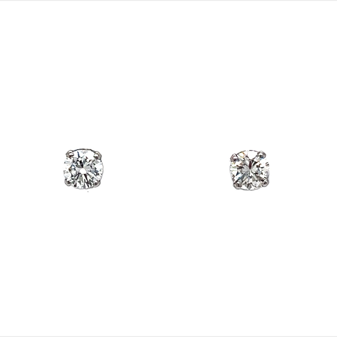 Half Carat Diamond Stud Earrings in 14k White Gold