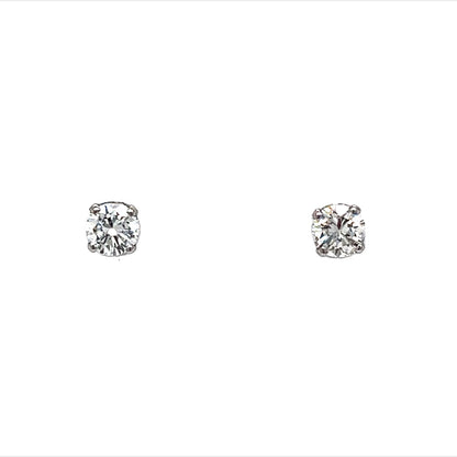 Half Carat Diamond Stud Earrings in 14k White Gold