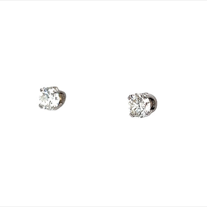 Half Carat Diamond Stud Earrings in 14k White Gold