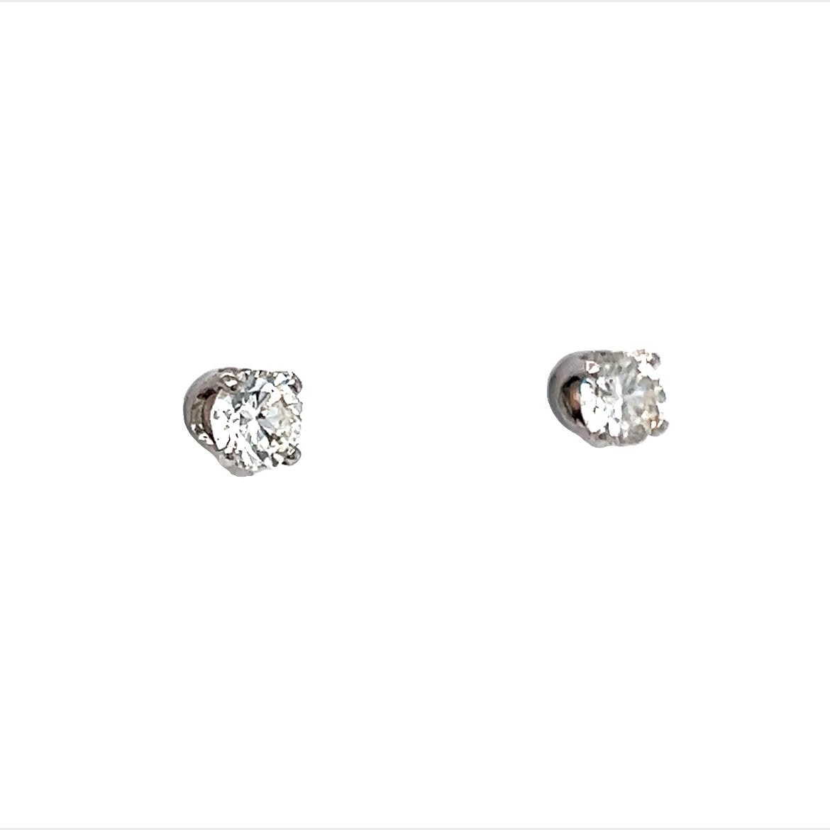 Half Carat Diamond Stud Earrings in 14k White Gold