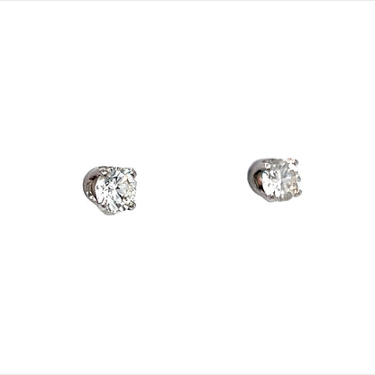 Half Carat Diamond Stud Earrings in 14k White Gold